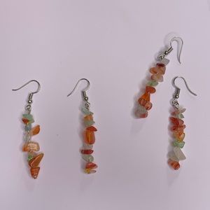 handmade stone mix vertical earrings